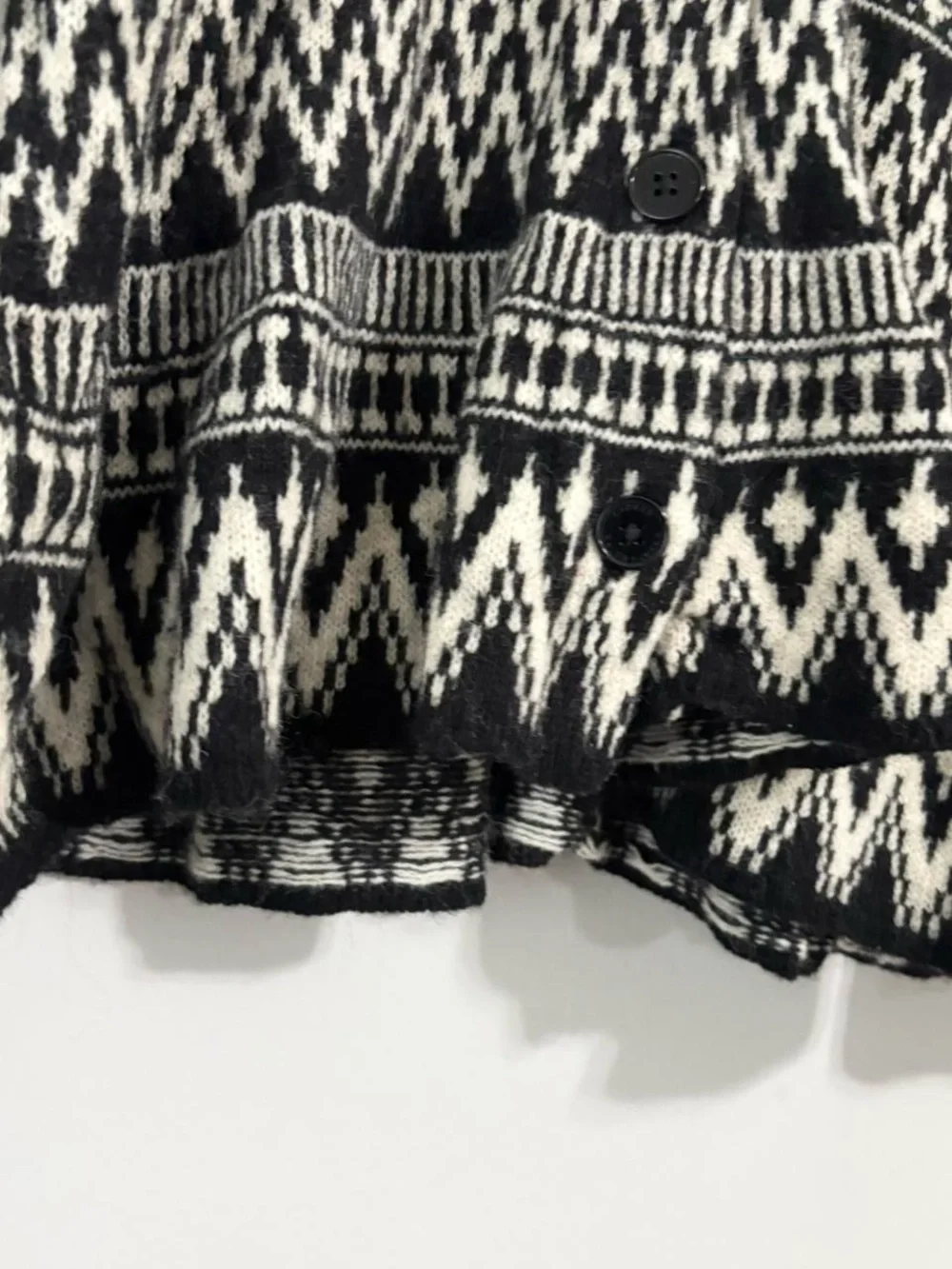 Lauren Ralph Lauren Fair Isle Knit Peplum Hem Lambswool Blend Cardigan Sweater - Picture 2 of 7